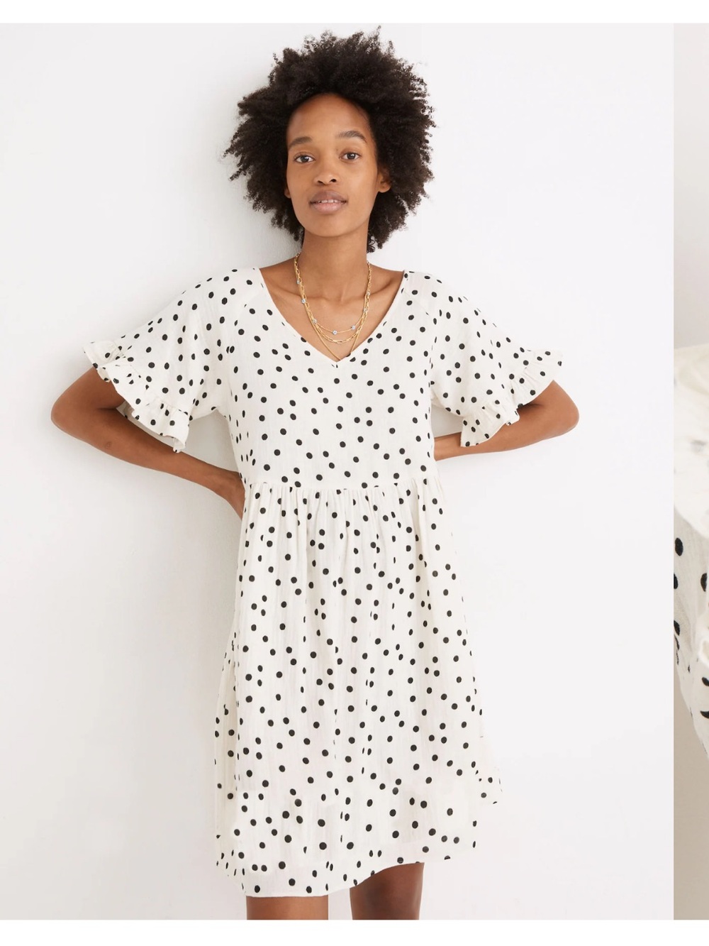 Madewell Ivory and Black Polka Dot Mini Dress